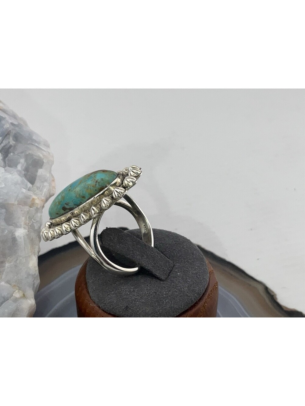 925 Sterling Silver Ladies Turquoise Silver Ring Native American Single Stone - Picture 5 of 6